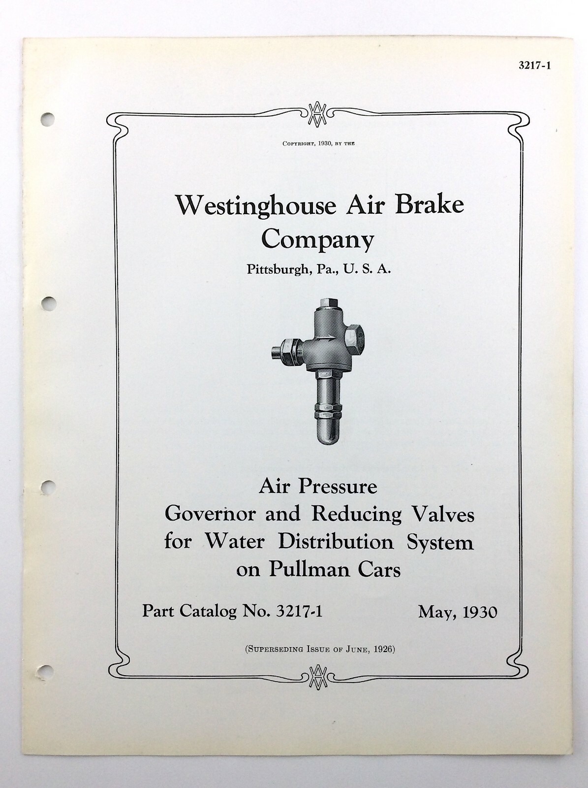 Westinghouse Air Brake Company Air Pressure Governor 1930 Part Catalog