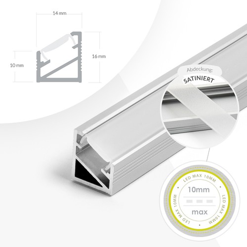 LED Schiene Aluminium 1/2 Meter Fliesen Lichtleisten Bad Leiste Aluprofil Profil - Bild 50 von 57