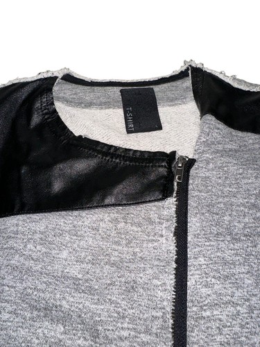 Dolan T Shirt Asymmetrical Zip Sweatshirt Jacket Size Large Gray Raw Hems - Picture 4 of 6