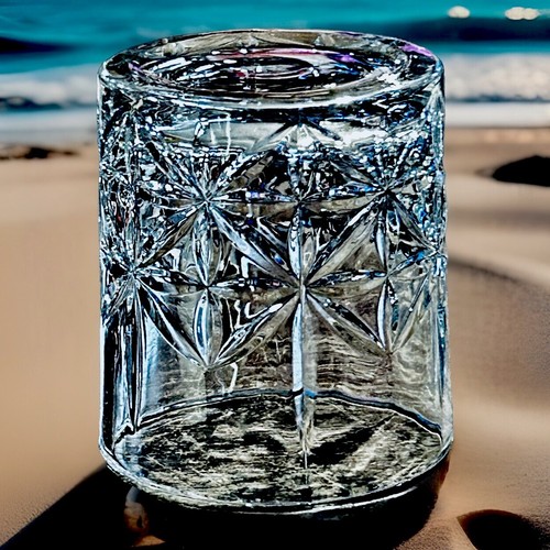 Old Fashioned Whiskey Beveled Crystal Textured Cut Pattern Clear Rocks Glass - Picture 5 of 7