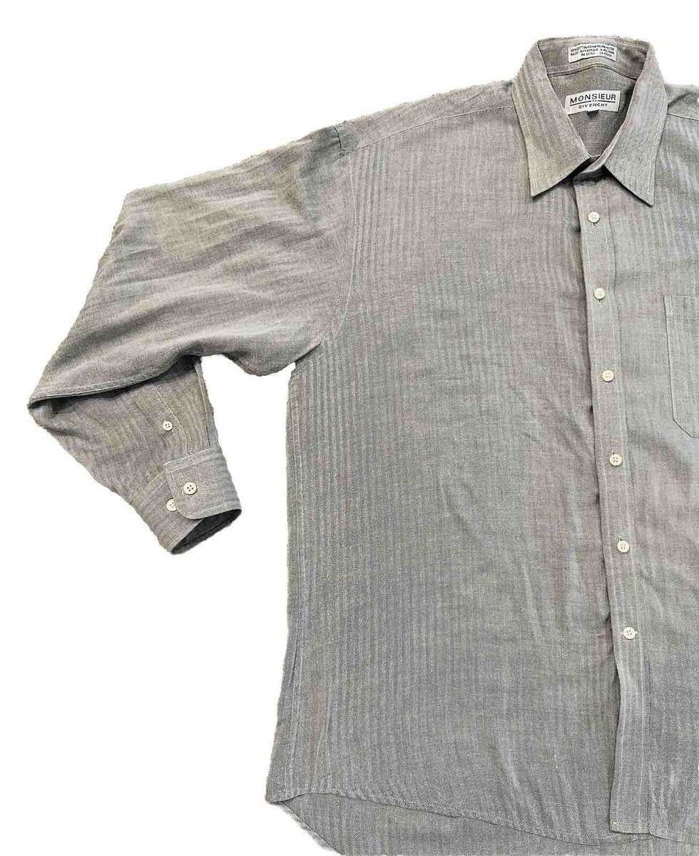 cr43◆希少　GIVENCHY ヴィンテージ シルクシャツ フランス製 Vintage GIVENCHY Dress Shirt Men's 17-34/35 Button Up Gray