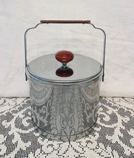 VIntage Atapco USA Made MCM Chrome Teak Handle Danish Modern Mad Men Ice Bucket