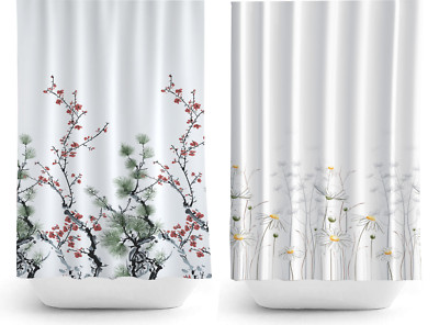 Floral Fabric Bathroom Shower Curtain Extra Long Extra Wide With Pine Daisies