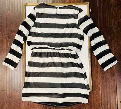 Charming Charlie Women's Small Black/White Horizontal Striped Long Sleeve  Dress | eBay