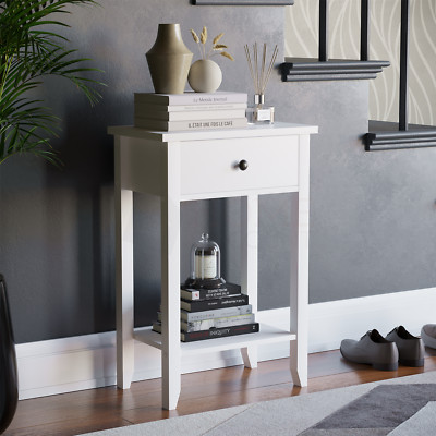 Konsolentisch 1 Schublade weiß Stauraum Holz Beistell Sofa Flur Eingang Möbel