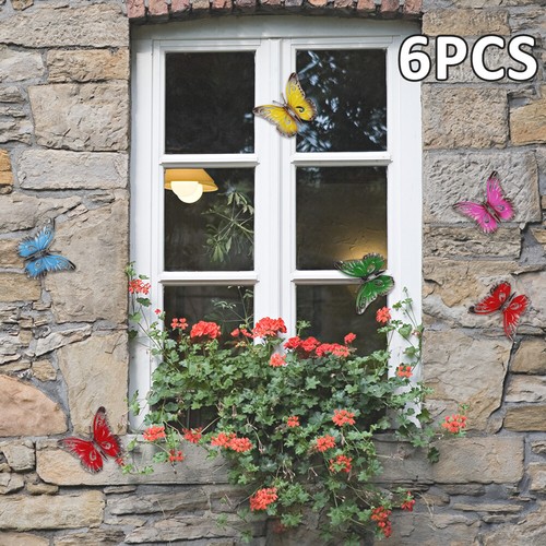 6Pcs Metal Butterfly Wall Decor Butterfly Sculpture Metal Wall Art Hanging gupWK