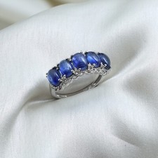 925 Sterling Silver Multiple Natural Blue Kyanite Oval Gemstone Rings For Women