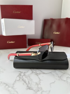 Cartier サングラス 赤色 本体とケース付き CARTIER CT0362S 004 Premiere de Cartier Sunglasses Red Wood