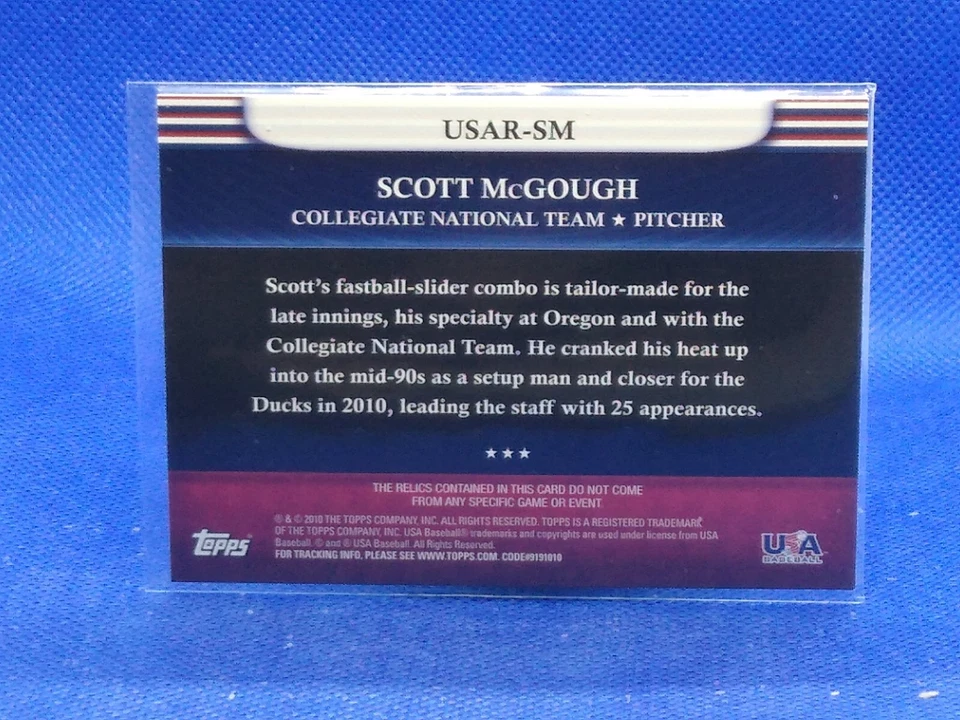 2010 Topps USA Baseball Team Relics Scott McGough #USAR-SM - Image 2 of 2