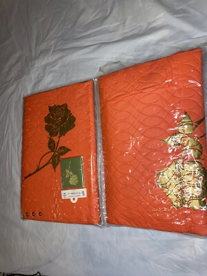 Vtg Vinyl Pair Of Quilted Card Table Covers orange Penthouse ( 1 New) (1 used)