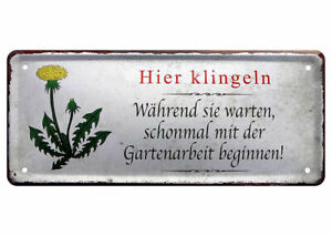 Blechschild Lustige Spruche Schild Spruch Deko Garten Gartenarbeit Klingel 28x12 Ebay