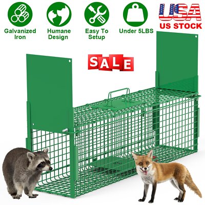 Folding Collapsible Humane Live Animal Cage Trap for Catch Release Rabbits