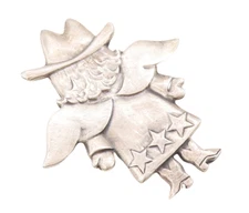 925 Sterling Silver Vintage Pendant JEEP COLLINS Carved Angle Fairy  PT23011