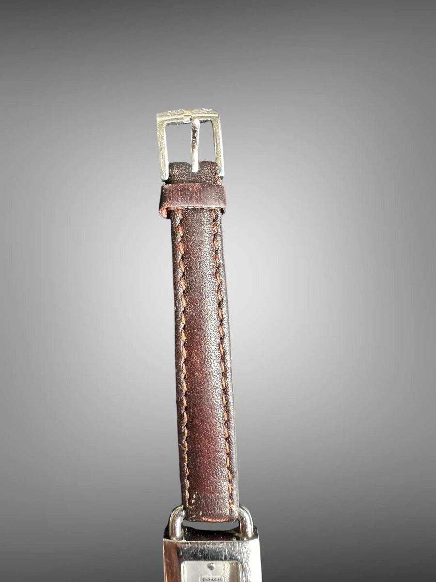 Coach 0219 Petite Tank White Face Brown Leather Ladies Watch 