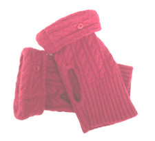 FINGERLESS GLOVES RED CASHMERE MERINO S M L SMALL MEDIUM LARGE ARM WARMERS CUFFS