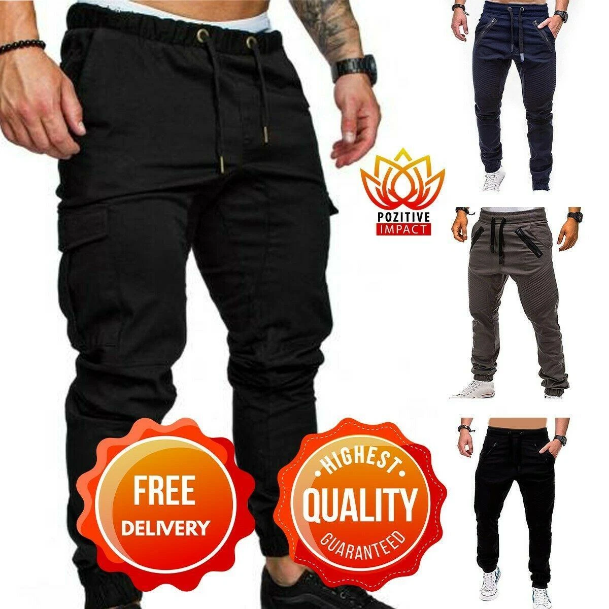 Oscuro Pantalones El sticos De Algod n Para Hombre Pantal n Largo