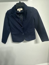 Cherokee Navy Blue Blazer Boys Size 7-8 Yrs Cotton Blend Two Buttons Lined