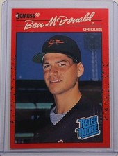 1990 Donruss Ben McDonald RATED ROOKIE Card #32 Double RARE ERROR Variation. rookie card picture