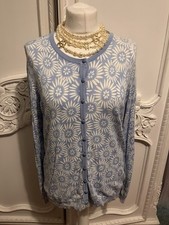 M&S Cornflower Blue Floral Cardigan Size 12