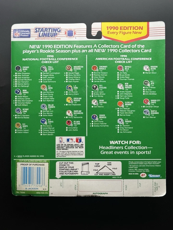 Kenner Starting Lineup NFL 1990 Bo Jackson Los Angeles Raiders Figure Rookie - Image 2 of 2