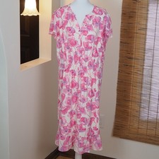 Talbots Spring Poppies Pink Floral Dress Women's Size 16 Romantic Flutter Art