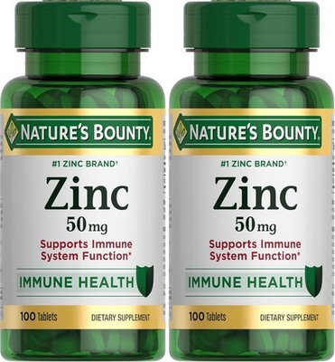 Nature's Bounty Zinc, Supports Immune System Function, 100 Count (Pack of 2) 