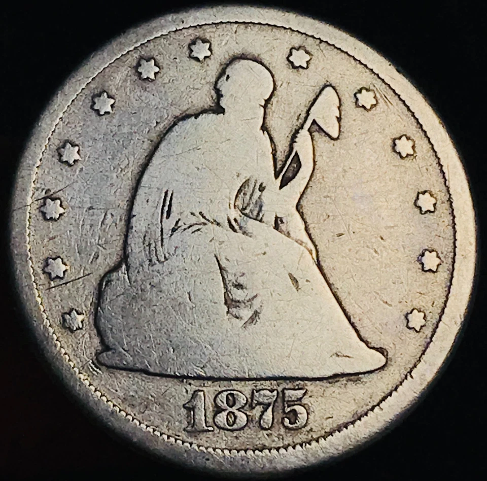 1875 CC Twenty Cent Piece 20C Ungraded 90% Silver US Coin CC28312 - Image 4 of 4