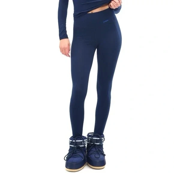 Halfdays Womens Leggings Size XL Blue Bamboo Merino Wool Blend Full Length New