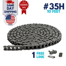 #35 Heavy Duty Roller Chain 10 Feet with 1 Connecting Link, 35H Chain