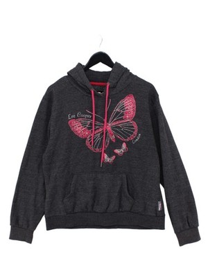 Lee Cooper Women's Hoodie UK 18 Grey Cotton with Polyester Pullover