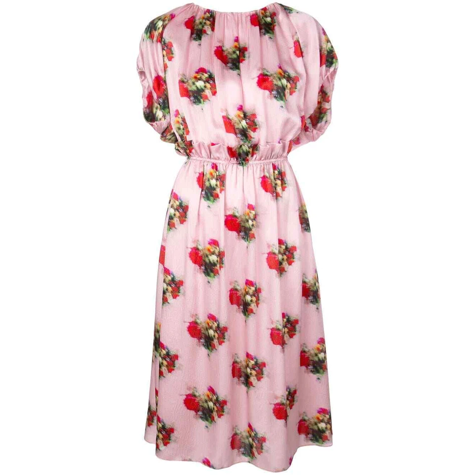 Vestido Adam Lippes Floral Volantes Rosa Seda Midi US 16-Line Foto 4 de 4