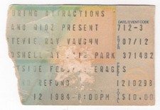 Stevie Ray Vaughan 7/12/84 Dallas TX Fair Park Bandshell RARE Ticket Stub SRV