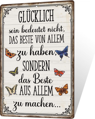 Decor Glück Motivation Text Vintage Metall Wand Dekoration Küche Wohnzimmer Büro
