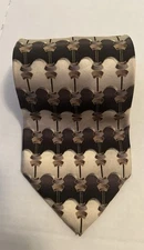 Vintage Art Deco Mens Neck Tie 60” Long Hand Made Bergamo NY Retro 70s 100% Silk