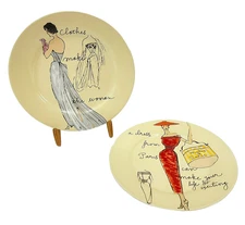 Vintage Rosanna Paris Fashion Model Dress 8" Dessert Plates Set of 2
