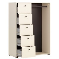 Garderobe - Cremeweiß - 5 SchubkäSten - Kleiderstange Kleiderschrank Schrank