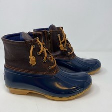 Sperry Saltwater Duck Boots Tan/Navy Women s 7M