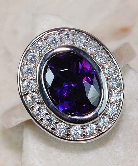 3CT  Amethyst 925 Solid Sterling Silver Ring Sz 8 &2-4