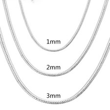 925 Sterling Silver Snake Chain Necklace 1MM 2MM 3MM 40-75CM Unisex