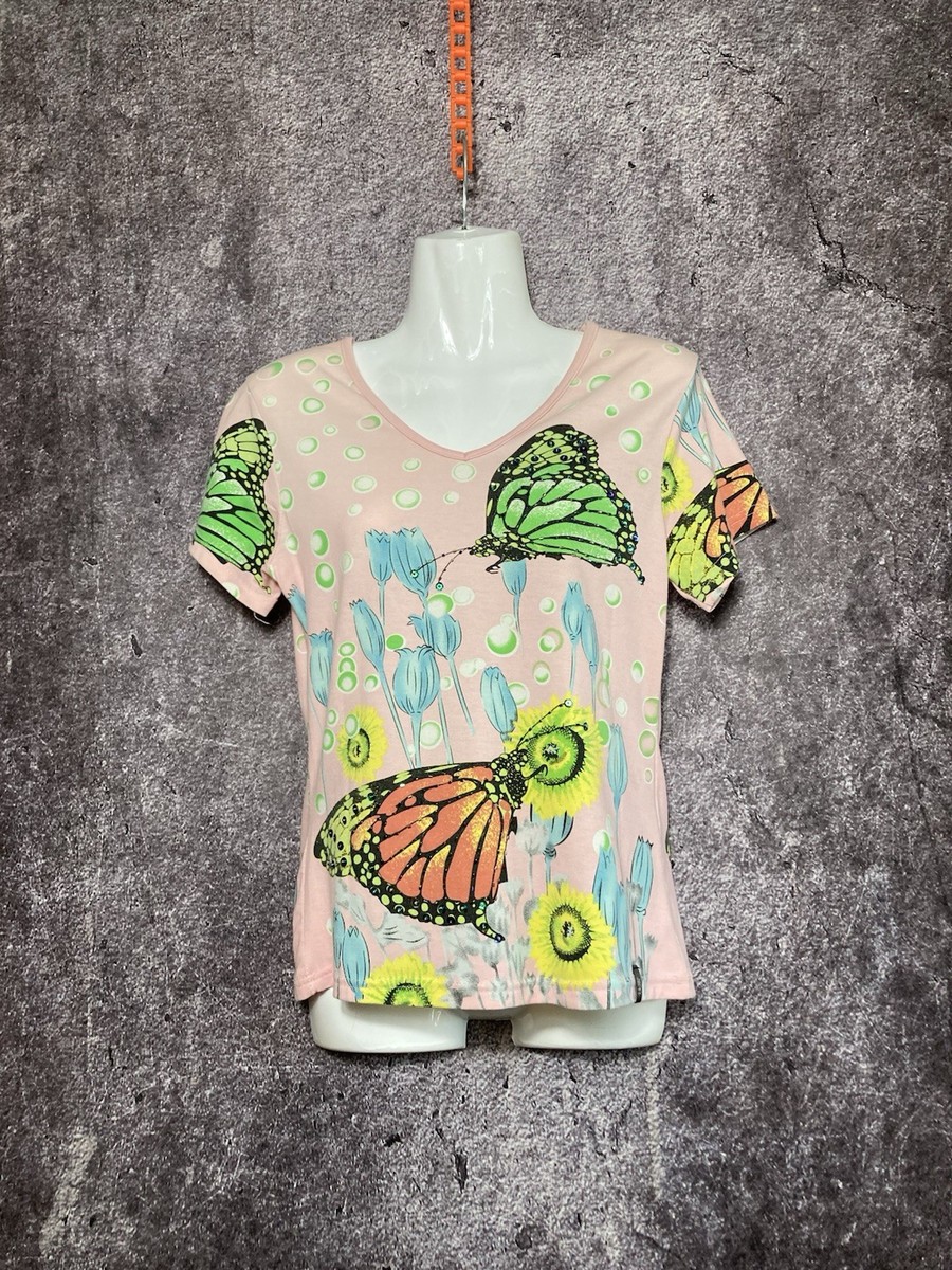 Vintage Miss Sixty Butterfly Logo Glamour Tricot Top Tee Shirt