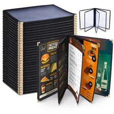 WeChef 30 Pack Menu Covers 8.5 x 11" Book Style 5 Pages 10 Views Restaurant Bar
