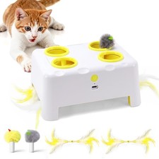 Interactive Cat Toy For Indoor Cats 3 Modes Feathers Toy Rechargeable 4 Holes