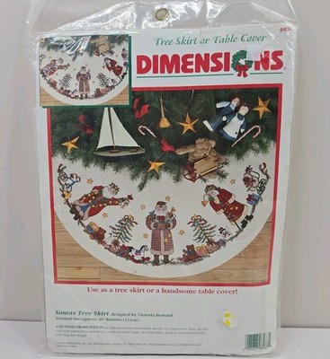 Dimensions Santas Christmas Tree Skirt 8487 Counted Cross Stitch Kit 1996