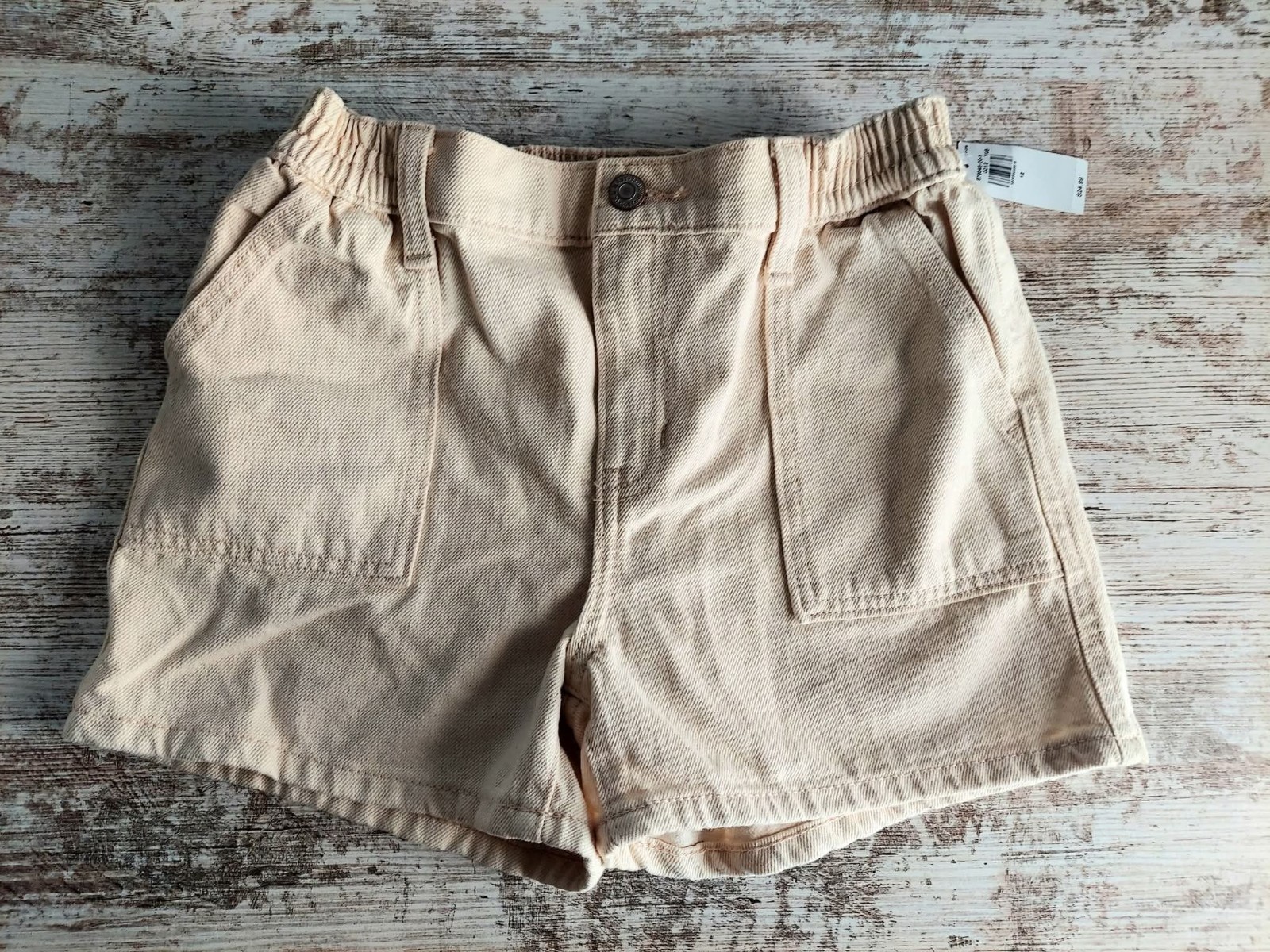 Shorts Youth Sz 8 Khaki Tan Drawstring Elastic Waist Casual-image