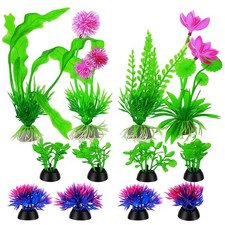 12 Pcs Fish Tank Plants Plastic Aquarium Plants, Fish Tank Accessories Aquari...