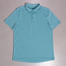 Lululemon Evolution Short Sleeve Green Stretch Polo Shirt Men's L 20.5 x 29.5