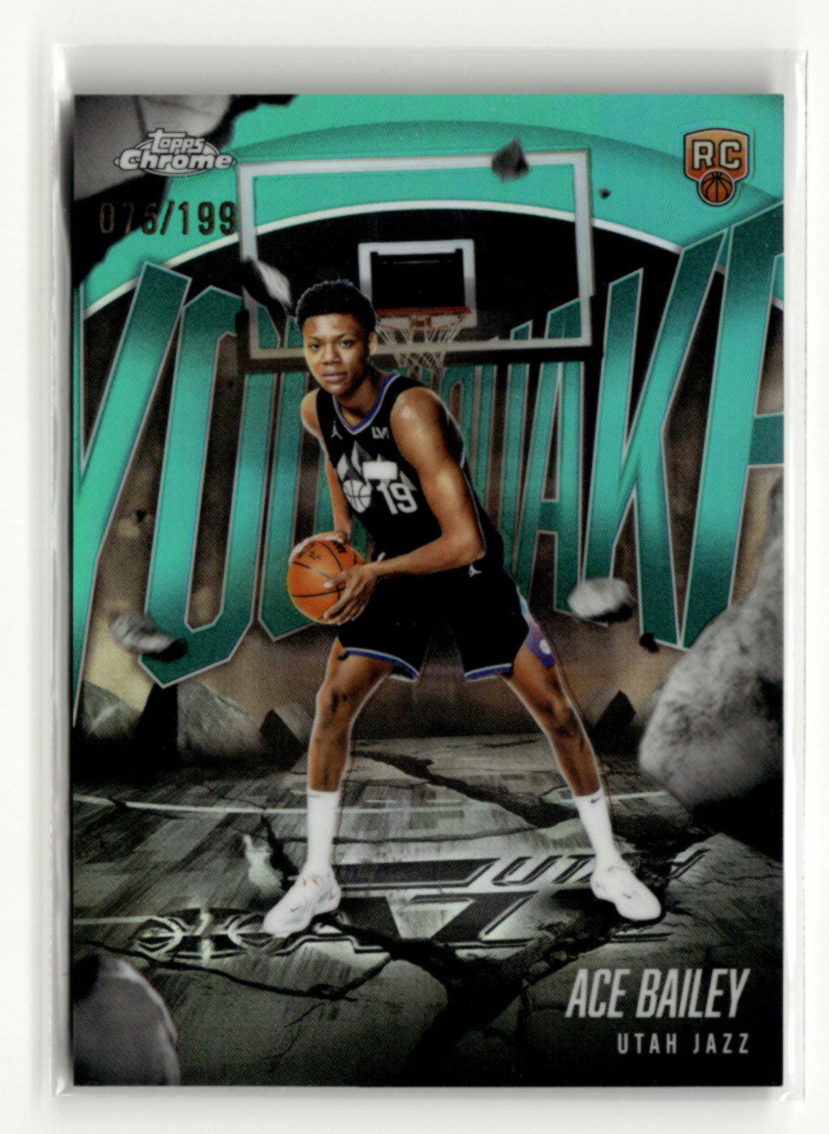 Ace Bailey RC 2025-26 Topps Chrome Basketball YouthQuake Aqua Refractor 075/199