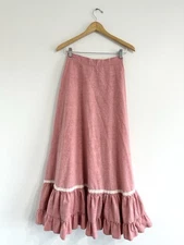 Vintage Gunne Sax Pink tiered skirt peasant pioneer maxi Sz XXS Pioneer 70s