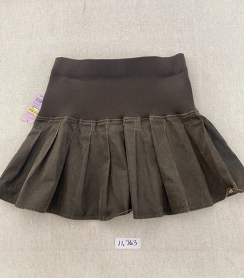 【ON】 Wild Fable Mini Skirt Womens L Brown Pleated Stretch Zip Pocket
