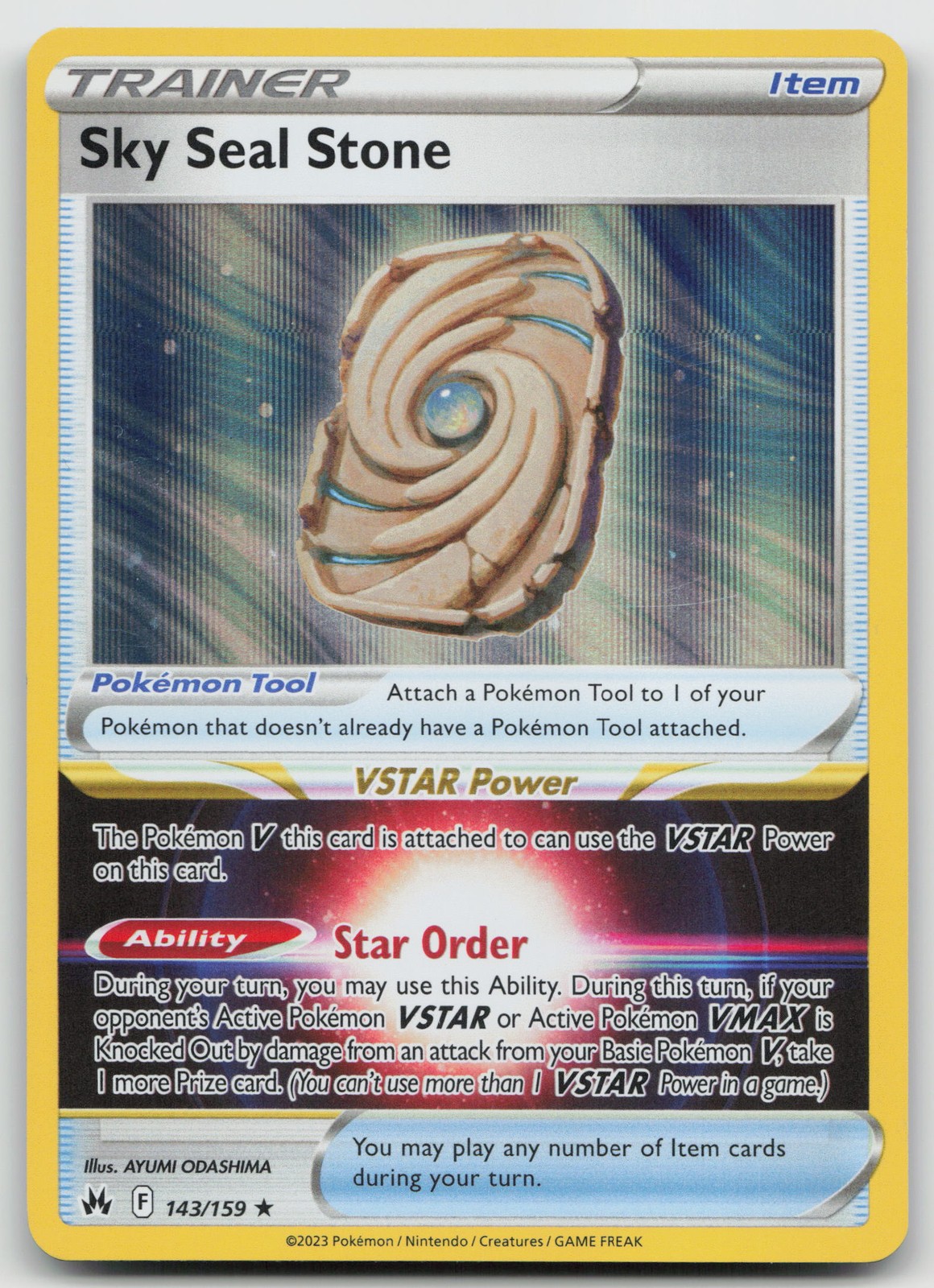 Sky Seal Stone Holo Rare Crown Zenith 143/159 NM